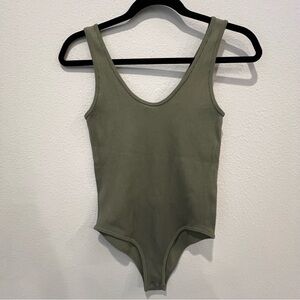 Zara Sage Green Ribbed Bodysuit  Size M/L Bodycon Fall Neutral